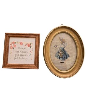 Elegant Framed Cross-Stitch Set - Gold and Brown